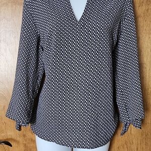 Michael Kors Black and White Patterned Blouse